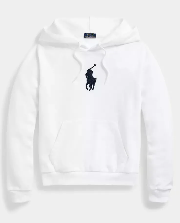 Bawełniana biała bluza z kapturem i logo