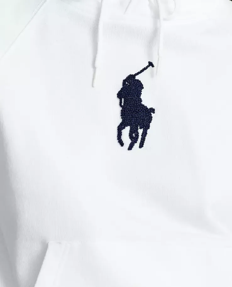 Bawełniana biała bluza z kapturem i logo