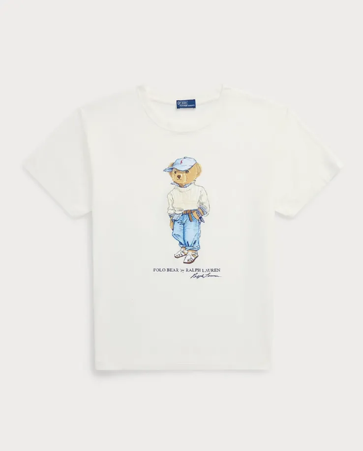 Bawełniana biała koszulka Polo Bear