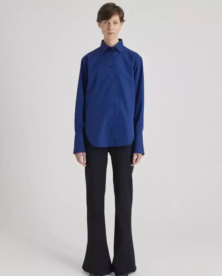 Bawełniana koszula Cobalt Boyfriend