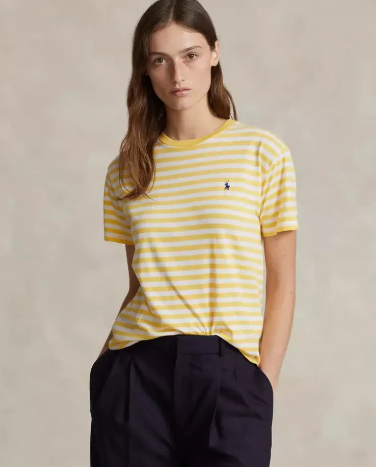 Bawełniana koszulka w paski z logo