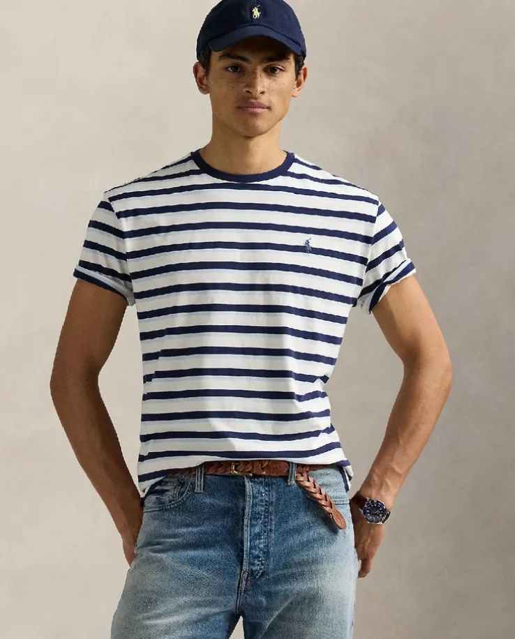 Bawełniana koszulka w paski Classic Fit