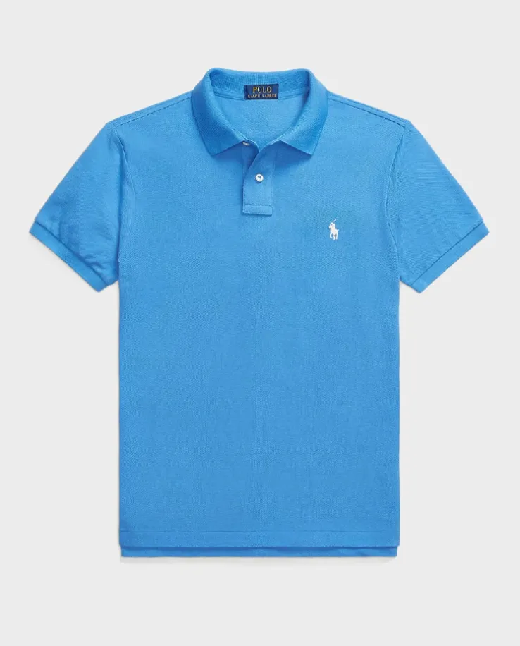 Bawełniana niebieska koszulka polo Slim Fit