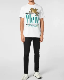 Bawełniany t-shirt z kryształowym nadrukiem
