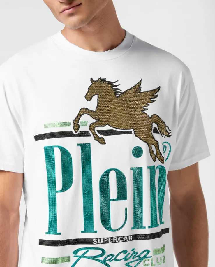 Bawełniany t-shirt z kryształowym nadrukiem