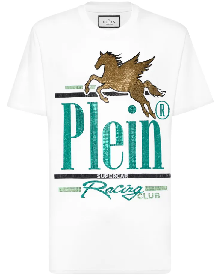 Bawełniany t-shirt z kryształowym nadrukiem