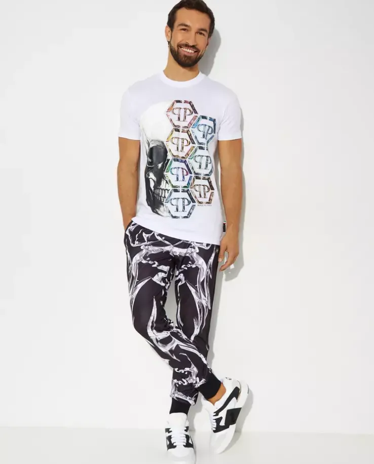 Bawełniany t-shirt z nadrukiem Skull&Plein