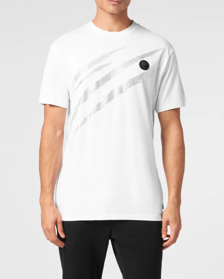Bawełniany t-shirt ze srebrnym logo