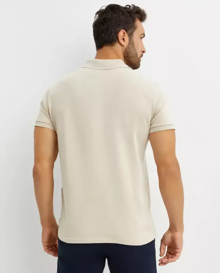 Beżowa koszulka polo Custom Slim Fit