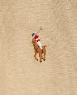 Beżowa lniana kurtka z logo