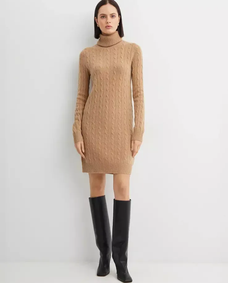 Beżowa wełniana sukienka mini