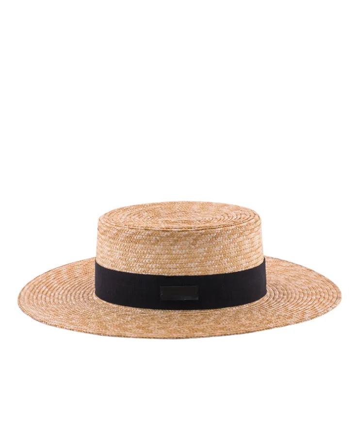 Beżowy kapelusz Wide Brim Canotier