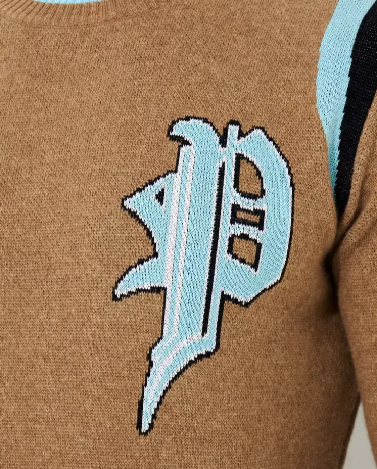 Beżowy sweter z monogramem Gothic