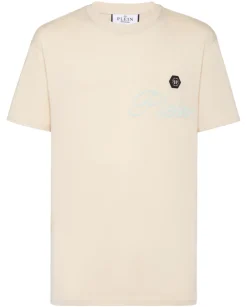 Beżowy t-shirt z logo