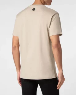 Beżowy t-shirt z logo