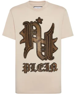 Beżowy t-shirt z logo