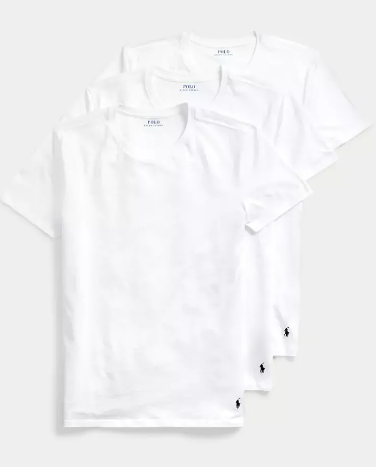 Biała bawełniana koszulka Slim Fit (3-pack)