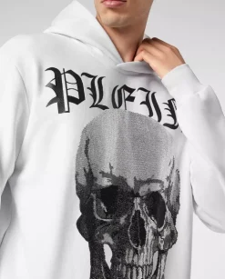 Biała bluza z kapturem z grafiką Crystals Skull