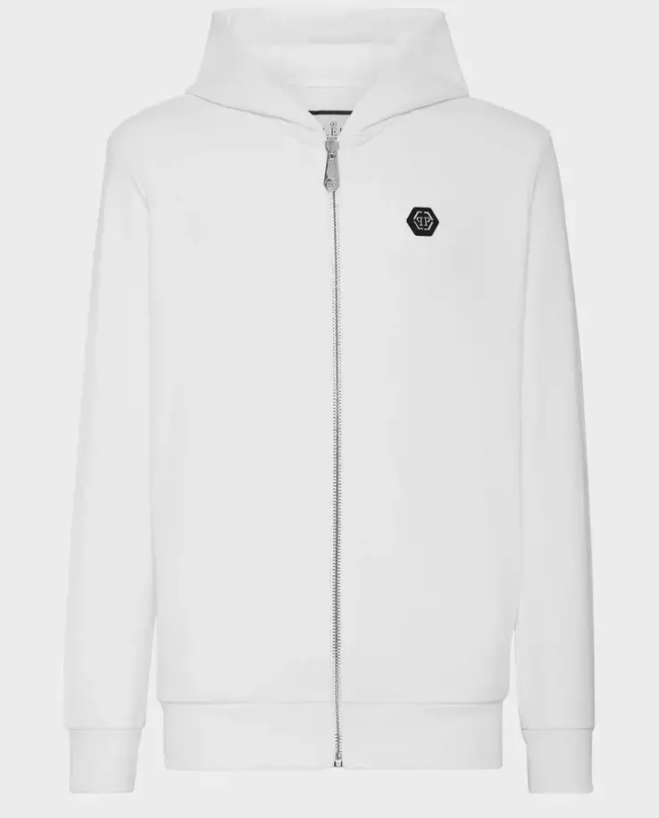 Biała bluza z kapturem z logo