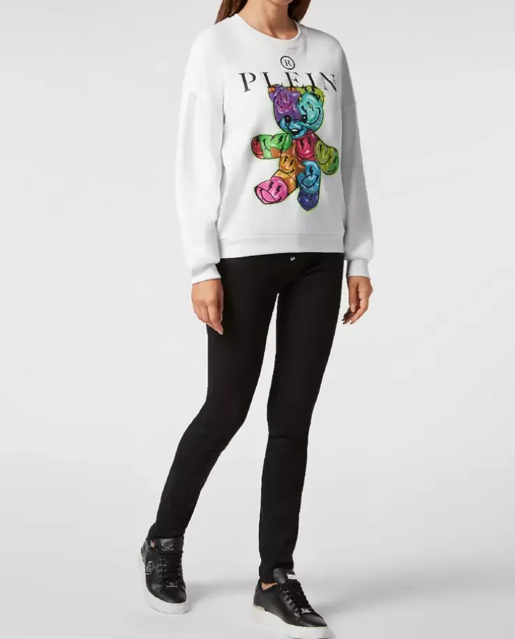 Biała bluza z kolorową grafiką Smile