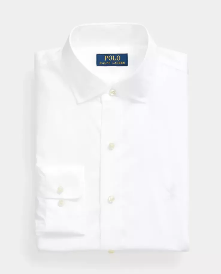 Biała koszula z haftowanym logo Slim Fit