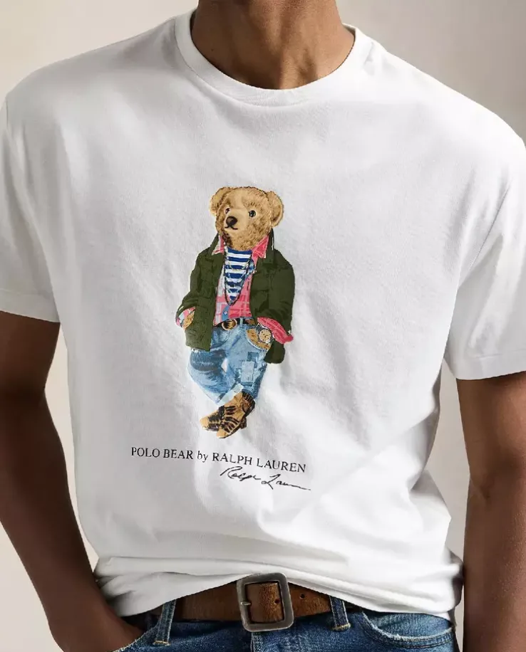 Biała koszulka z misiem Classic Fit