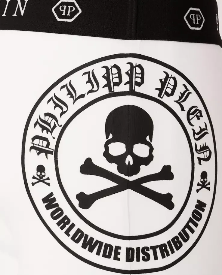 Białe bokserki z czarną grafiką