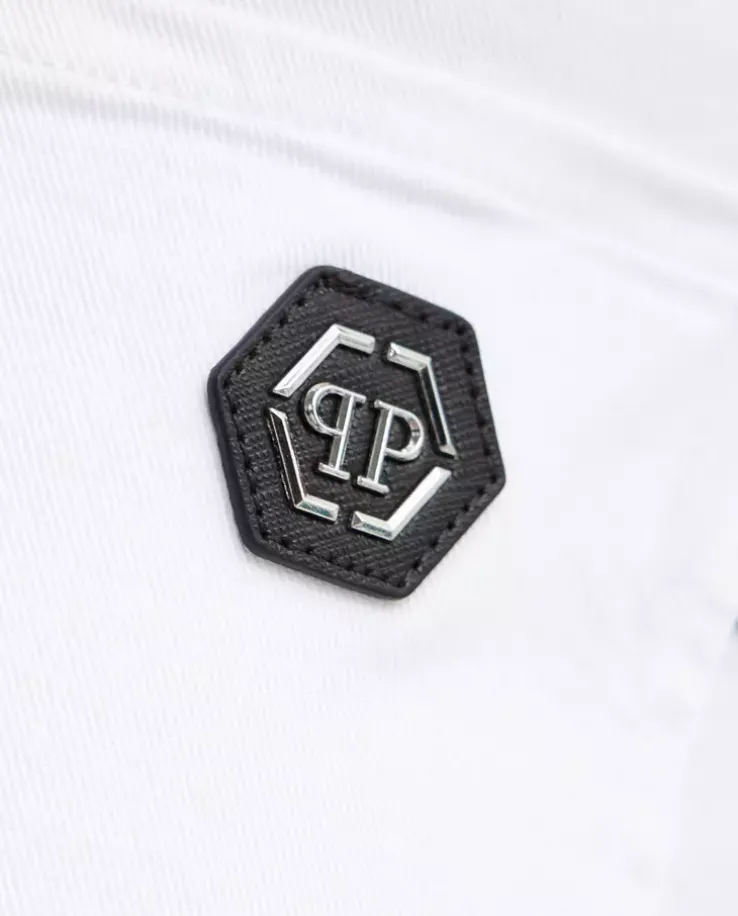 Białe jeansy z logo Super High Waist