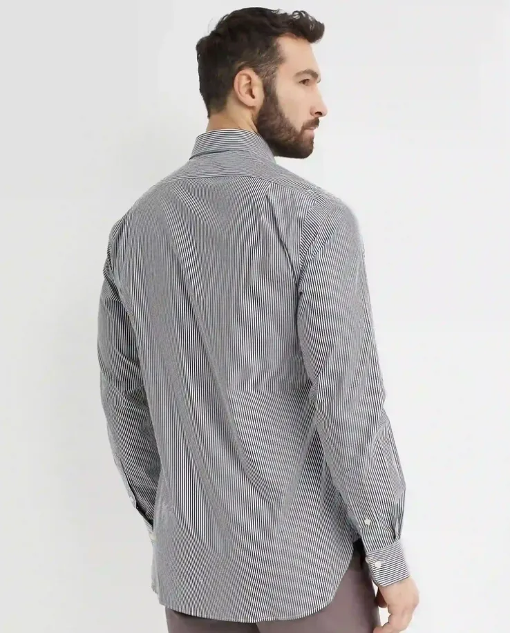 Biało-czarna koszula w paski Slim Fit