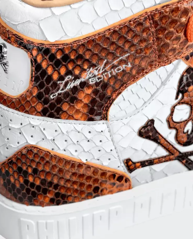 Biało-pomarańczowe sneakersy Hi-Top Python