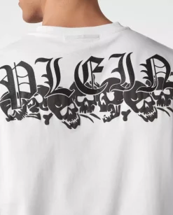 Biały bawełniany t-shirt z monogramem
