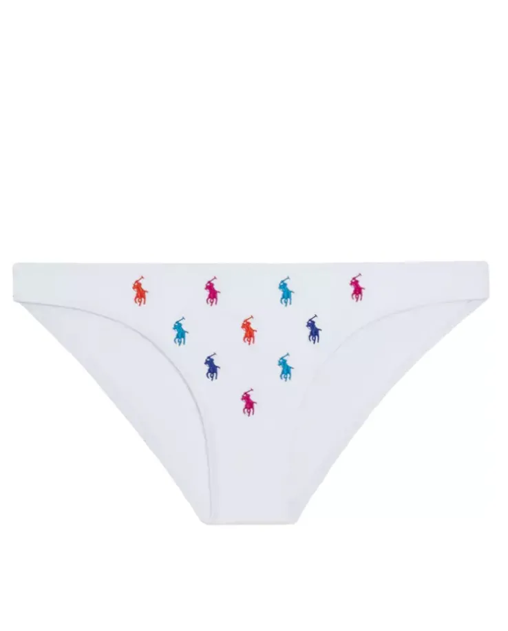 Biały dół od bikini z kolorowym logo