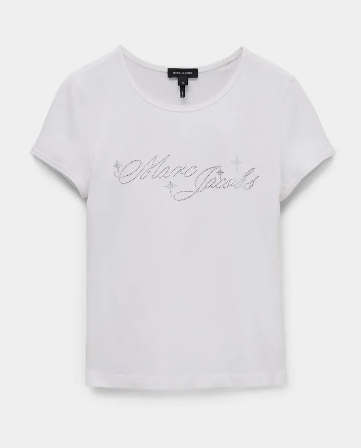 Biały t-shirt Charm Logo Shrunken