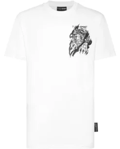 Biały t-shirt z bawełny Tiger
