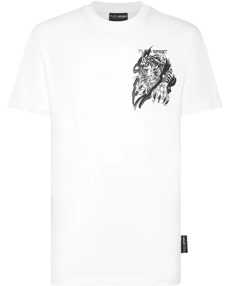 Biały t-shirt z bawełny Tiger