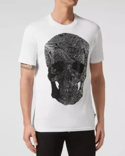Biały t-shirt z grafiką SS Paisley Strass