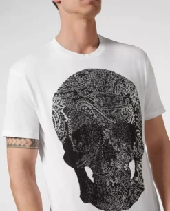 Biały t-shirt z grafiką SS Paisley Strass