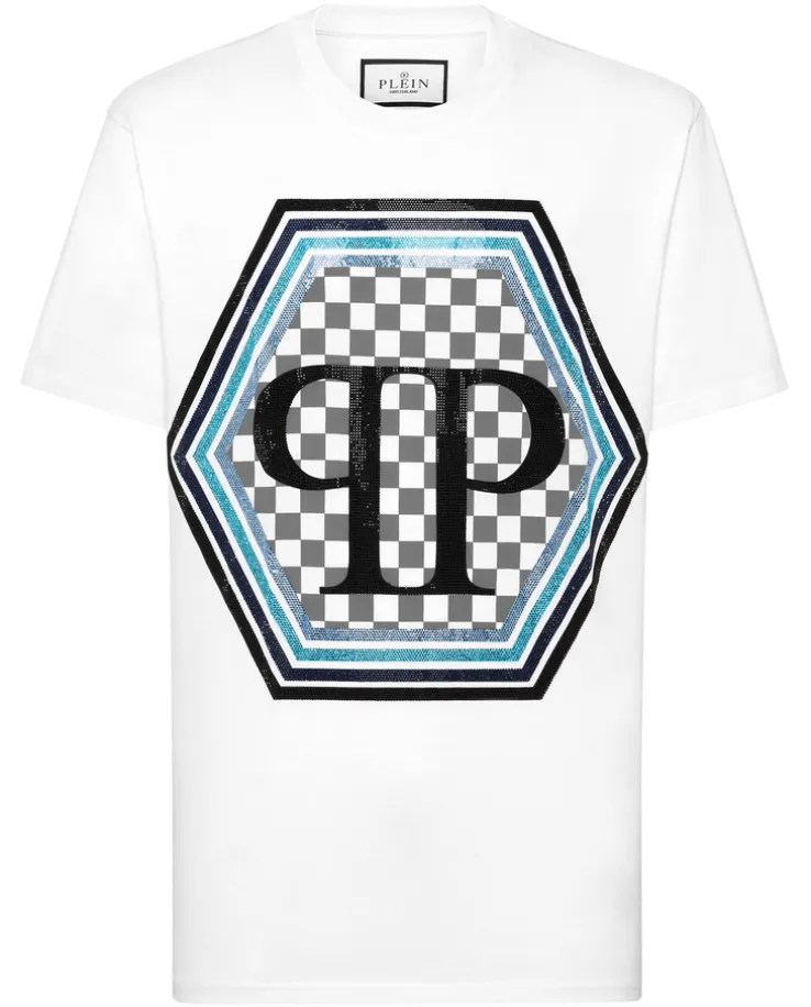 Biały t-shirt z logo Hexagon
