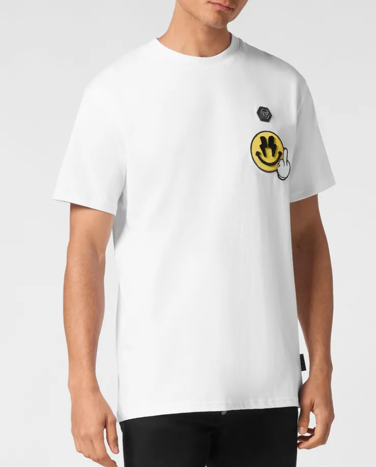 Biały t-shirt z okrągłym dekoltem