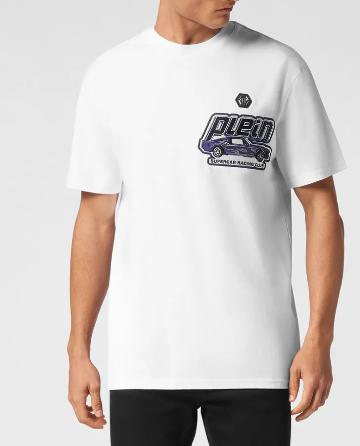 Biały t-shirt z ozdobnym logo