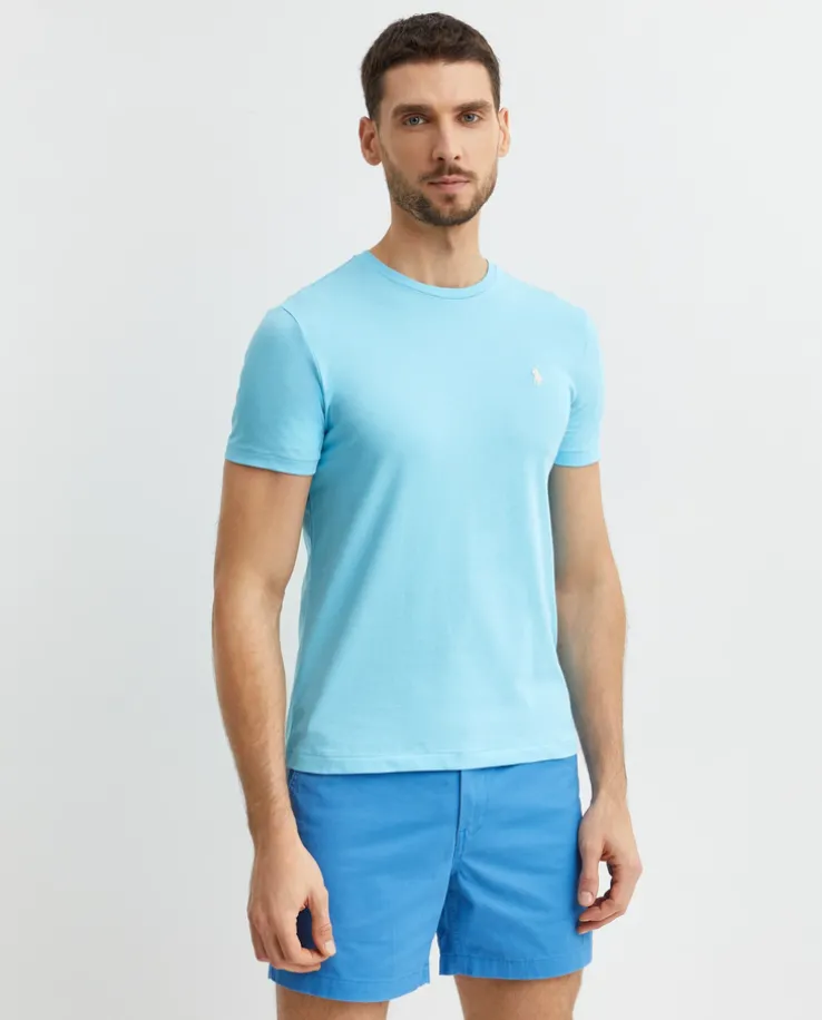 Błękitna bawełniana koszulka Slim Fit