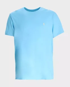 Błękitna bawełniana koszulka Slim Fit