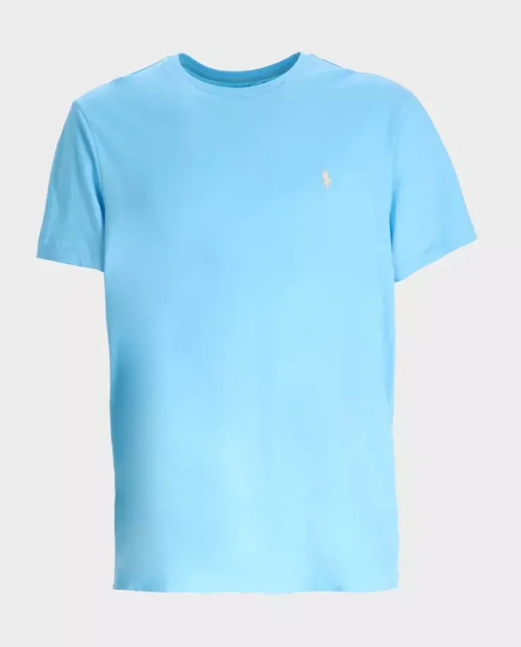 Błękitna bawełniana koszulka Slim Fit