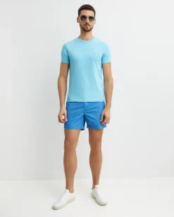 Błękitna bawełniana koszulka Slim Fit