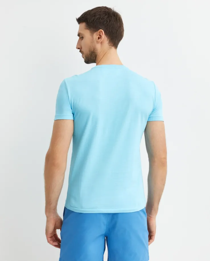 Błękitna bawełniana koszulka Slim Fit