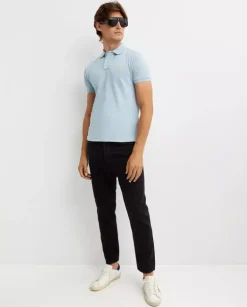 Błękitna koszulka polo Custom Slim Fit