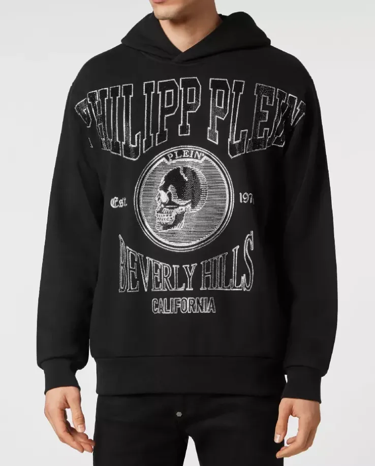 Bluza z kapturem z kryształowym wzorem