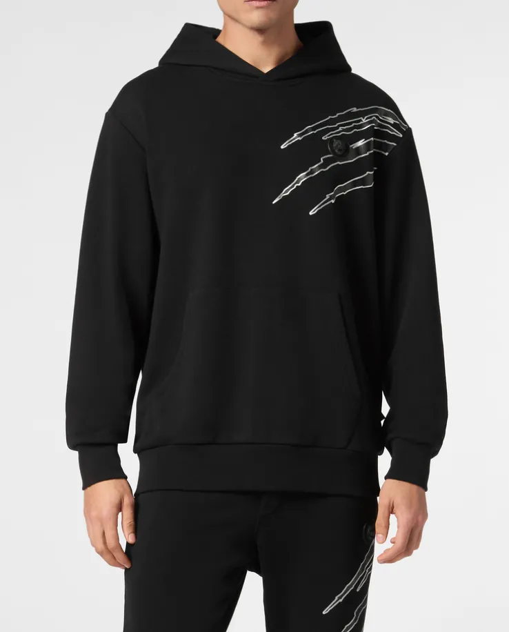 Bluza z kapturem ze srebrną aplikacją