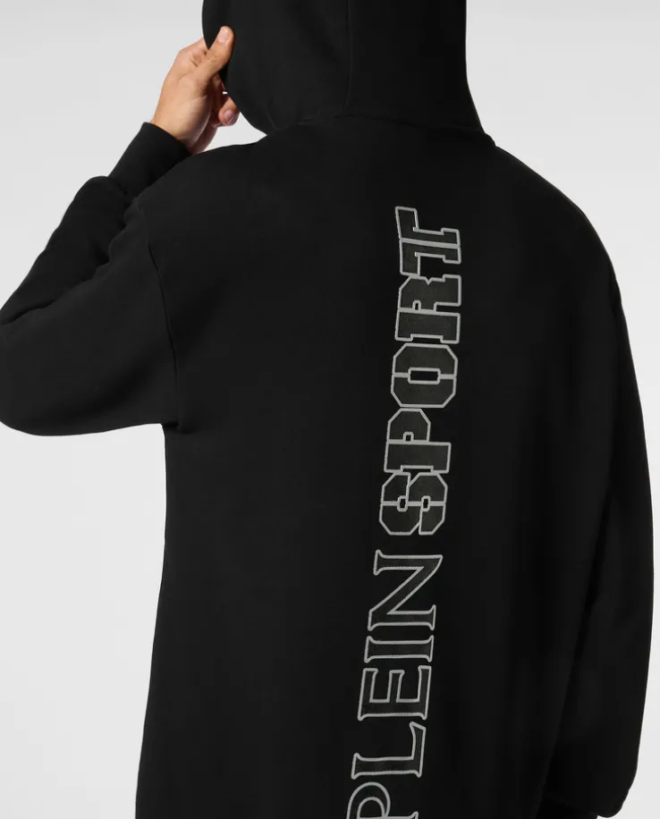 Bluza z kapturem ze srebrną aplikacją