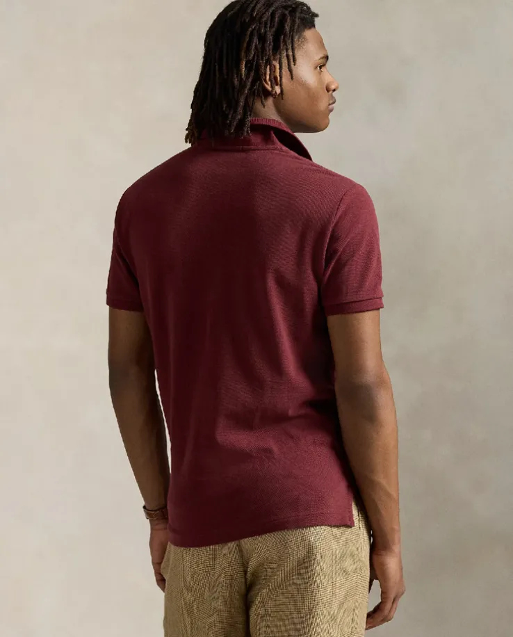 Bordowa koszulka polo Custom Slim Fit